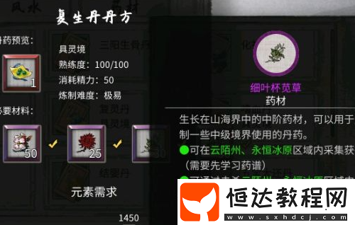 鬼谷八荒煉丹配方匯總